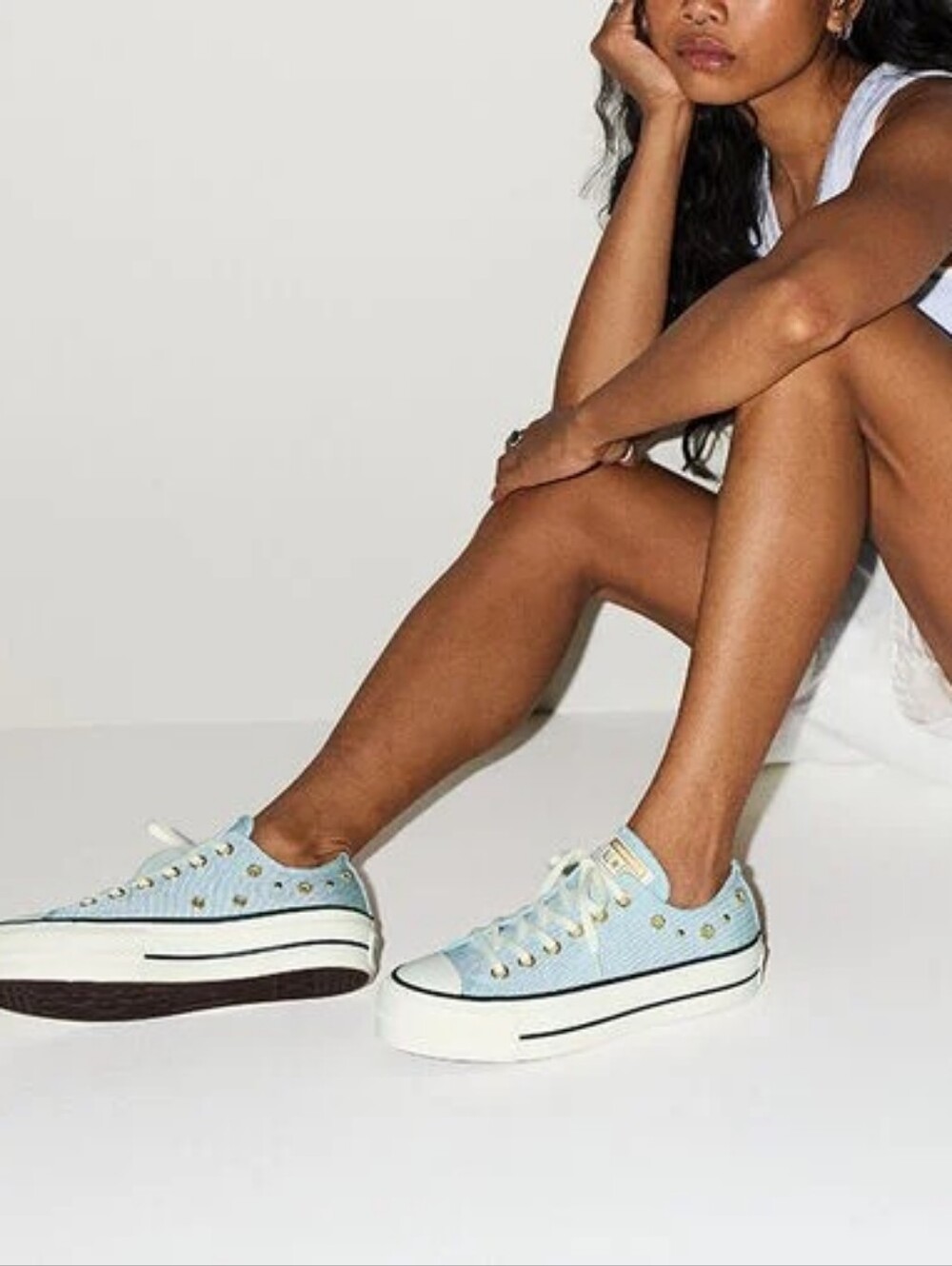 Converse All Star Blue White and Gold Sneakers Canvas Low-Top Sneakers